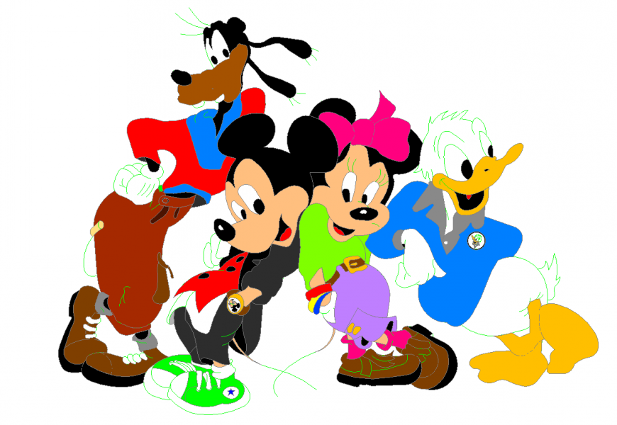 Multiple micky mouse and cartoon elevation blocks cad drawing details dwg file