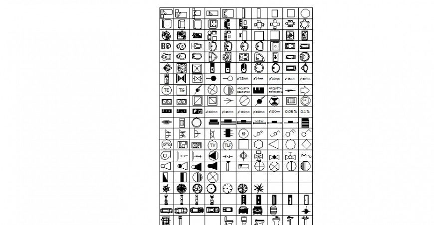 Multiple mixed sanitary, furniture etc blocks cad drawing details dwg file