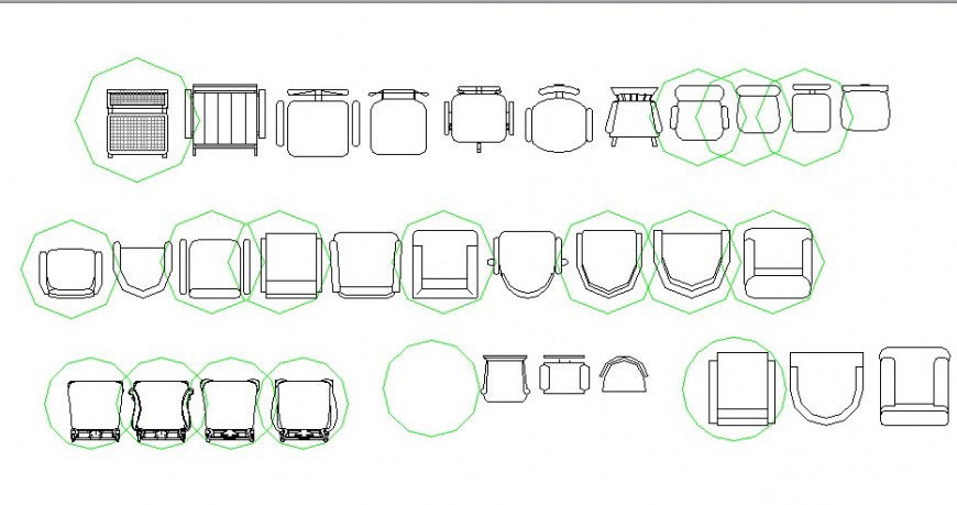 Multiple office chair blocks cad drawing details dwg file