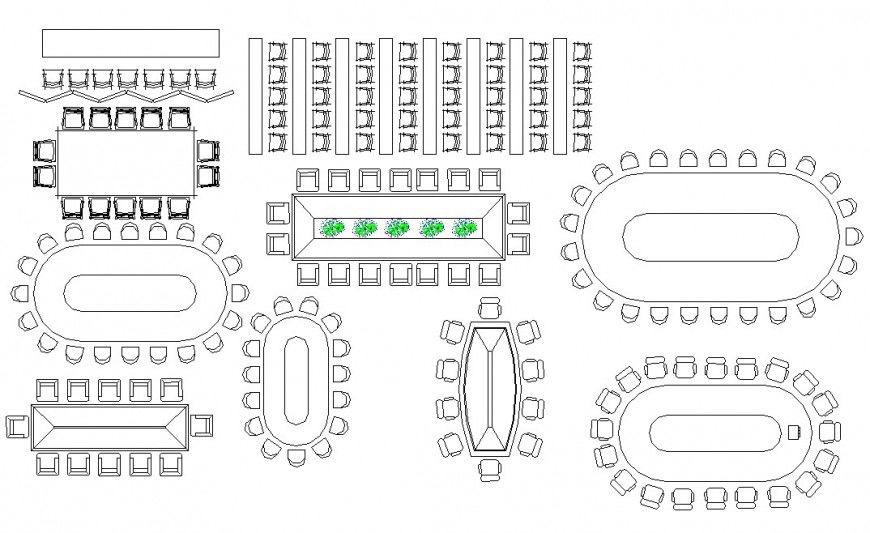 Multiple office conference table elevation blocks cad drawing details dwg file