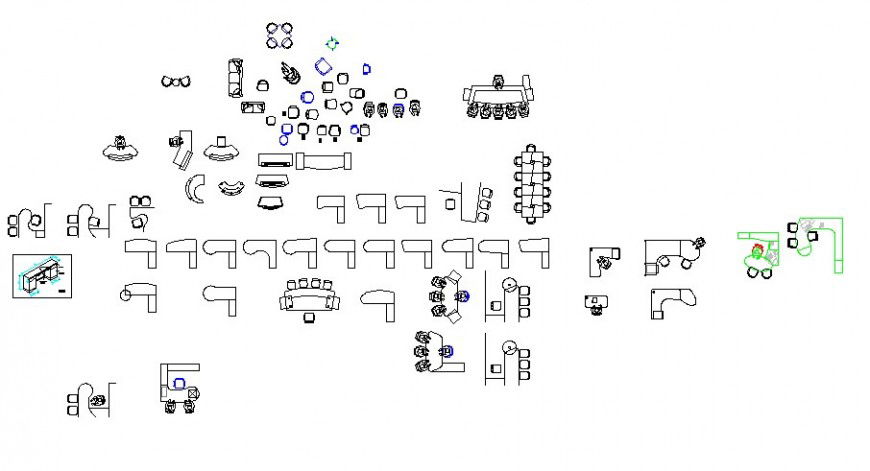 Multiple office desks and office furniture blocks cad drawing details dwg file