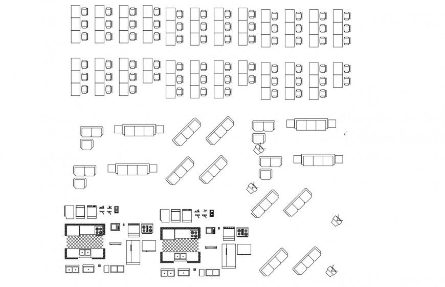 Multiple office desks and office furniture blocks drawing details dwg file