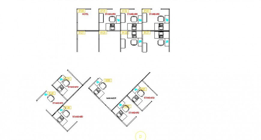 Multiple office desks partition blocks cad drawing details dwg file