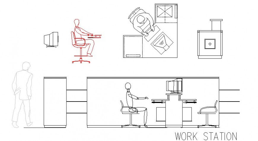 Multiple office furniture blocks and work station blocks cad drawing details dwg file