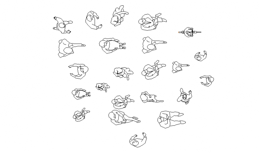 Multiple people seating pose blocks cad drawing details dwg file