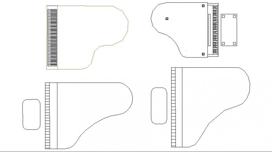Multiple piano table blocks cad drawing details dwg file