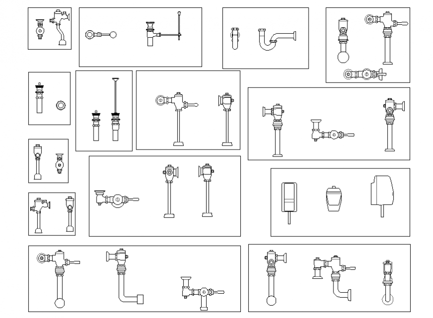 Multiple plumbing equipment blocks cad drawing details dwg file