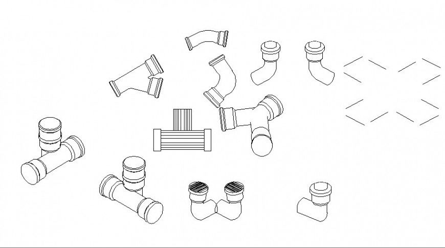 Multiple pvc pipe elevation blocks cad drawing details dwg file