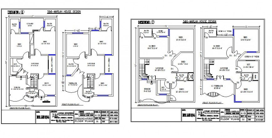 Multiple residential house floor plan options cad drawing details dwg file