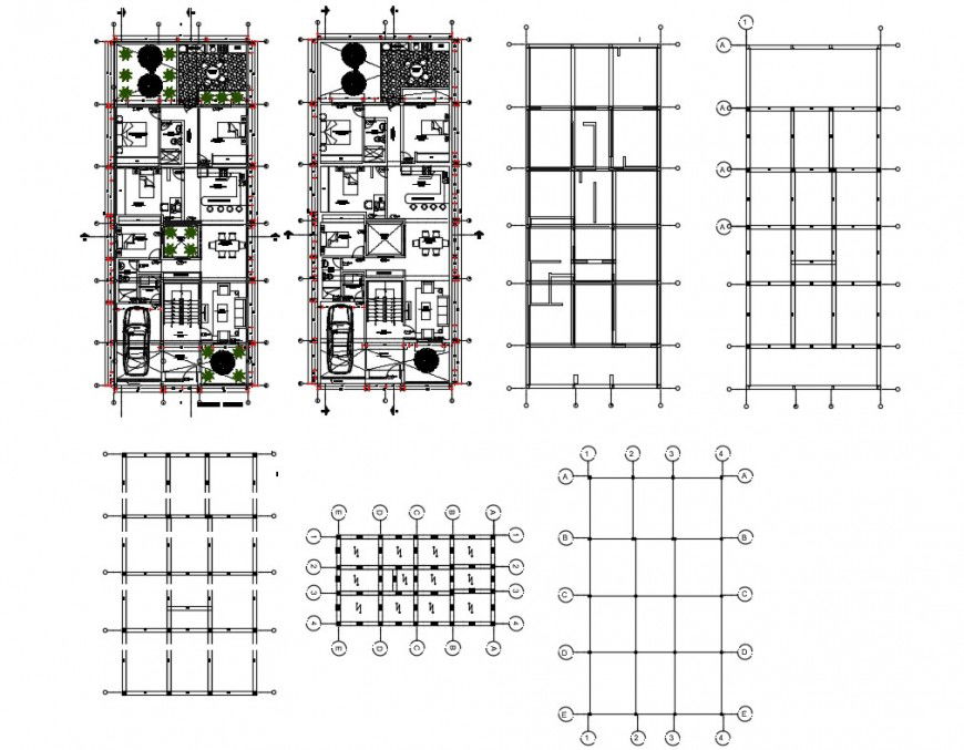 Residential house floors plan AutoCAD DWG with detailed layouts