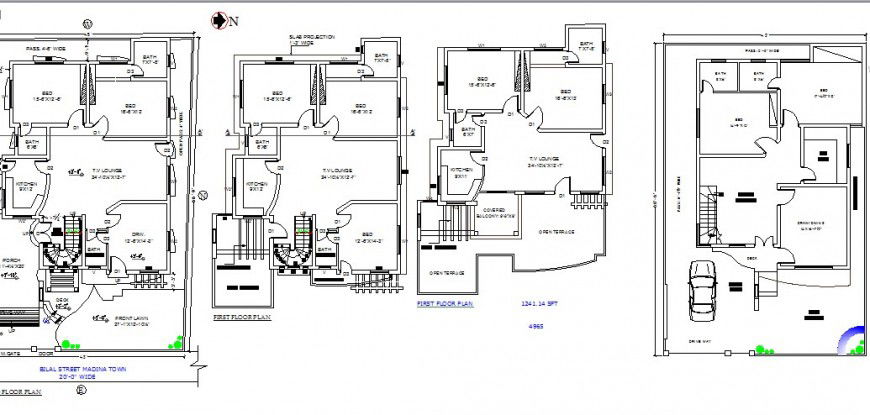 Multiple residential house plans cad drawing details dwg file