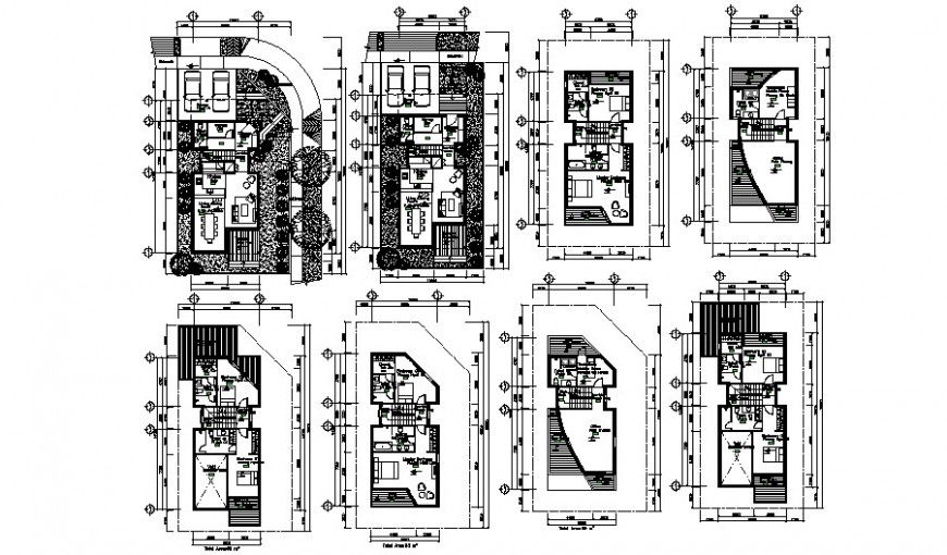 Multiple residential houses distribution plan cad drawing details dwg file