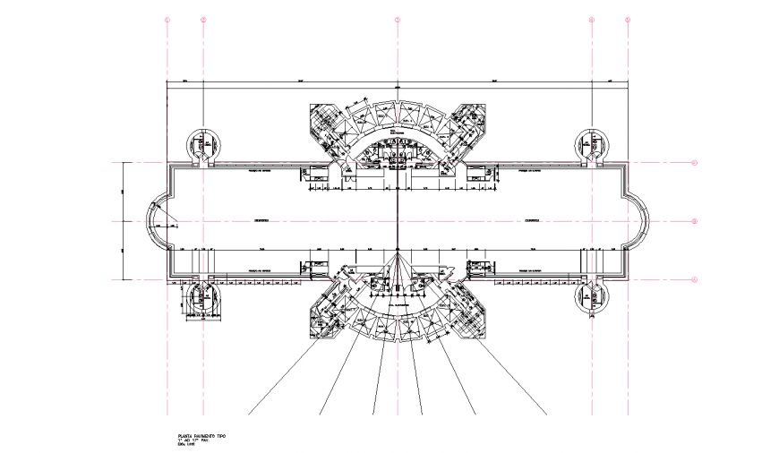 Multiple residential houses for student-hostel type distribution plan details dwg file