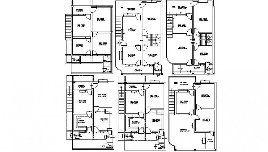 Multiple residential houses plan cad drawing details dwg file