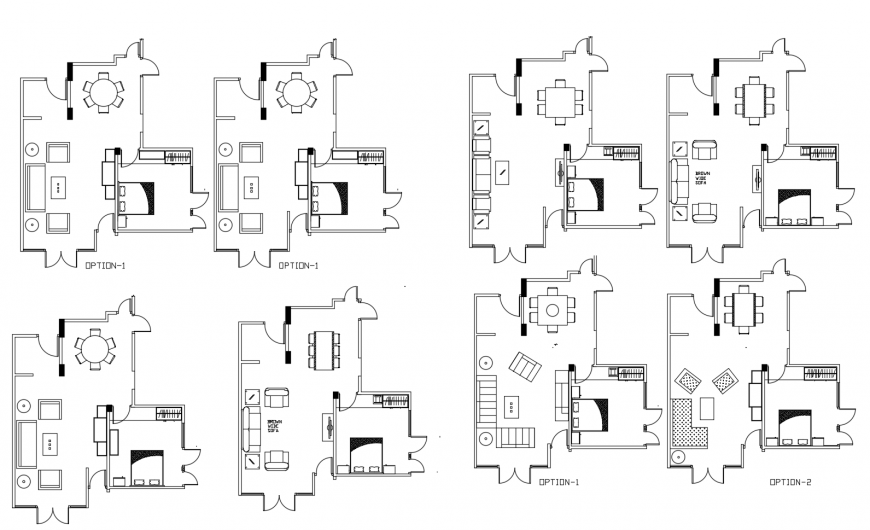 Multiple residential houses plan options cad drawing details dwg file