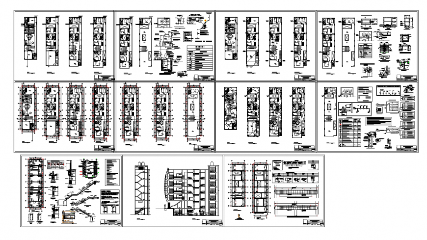 Multiple residential housing building detailed architecture project dwg file