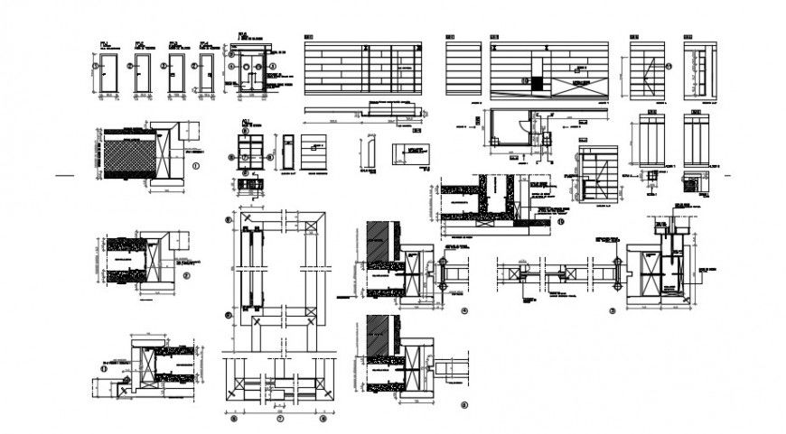 Multiple restaurant doors elevation, installation and carpentry drawing details dwg file