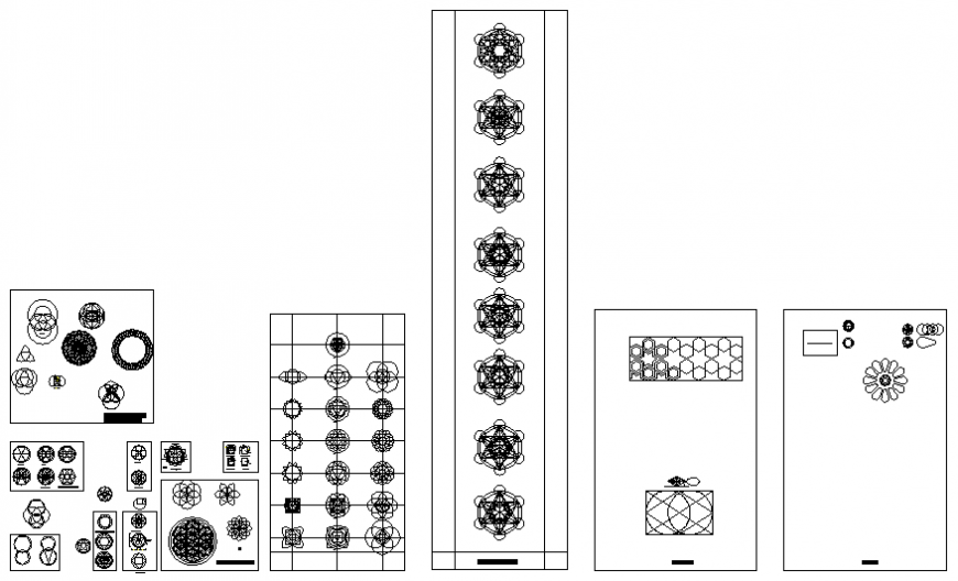 Multiple sacred geometric figure blocks cad drawing details dwg file