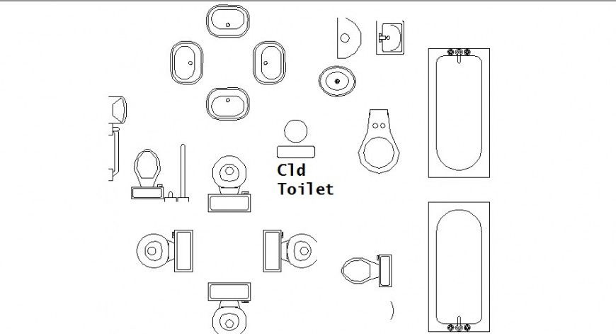 Multiple sanitary elevation blocks details for house dwg file