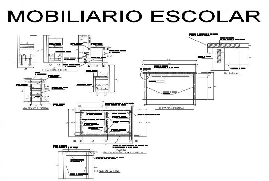 Multiple school furniture-table and chairs blocks cad drawing details dwg file