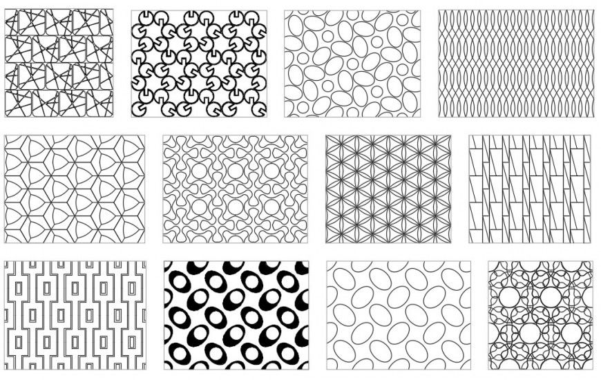 Multiple seamless geometrical pattern elevation blocks drawing details dwg file