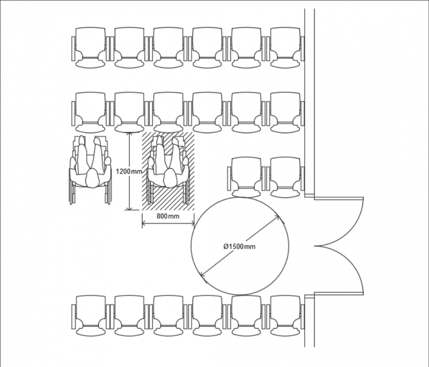 Multiple seating chairs of seating area of office dwg file