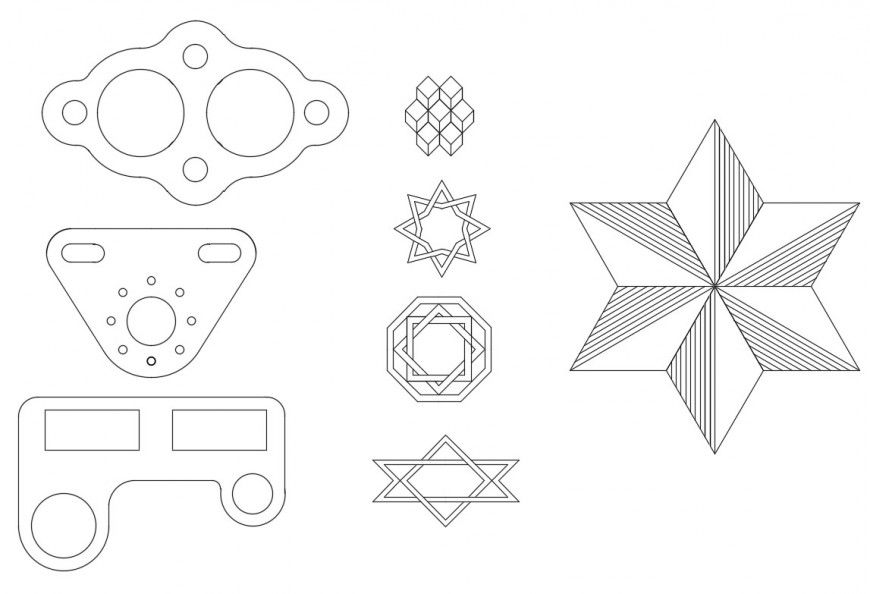 Multiple shape and symbols drawing blocks dwg file
