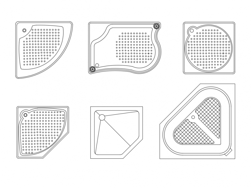Multiple shower trays blocks cad drawing details dwg file