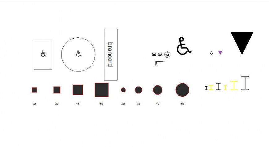 Multiple sign and symbols and direction blocks cad drawing details dwg file