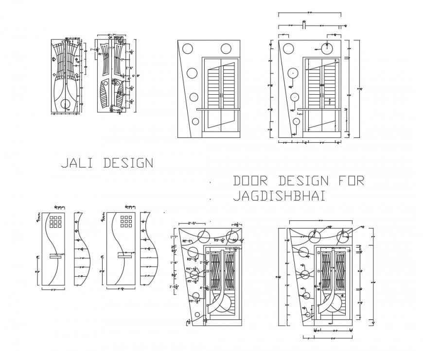 Multiple single and double door blocks design cad drawing details dwg file