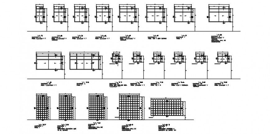 Multiple single and double door window blocks drawing details dwg file