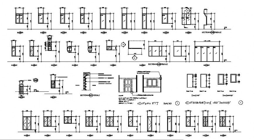 Multiple single and double door window elevation blocks cad drawing details dwg file