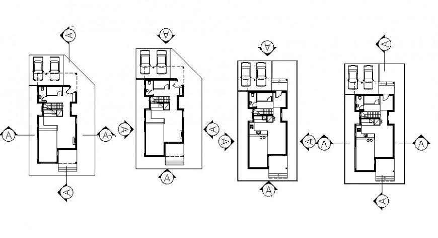 Multiple single family houses plan cad drawing details dwg file