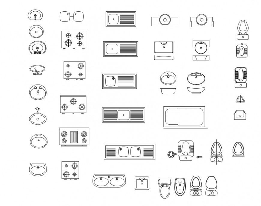 Multiple sinks and toilet sheet elevation blocks cad drawing details dwg file