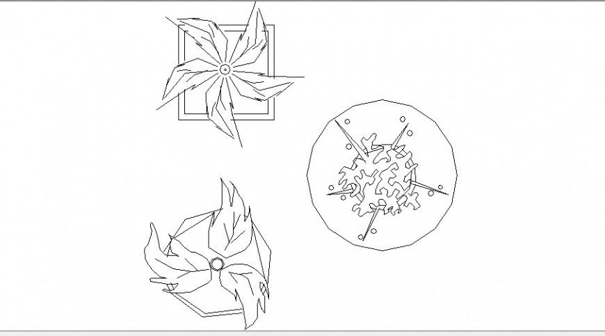Multiple small tree plant blocks cad drawing details dwg file
