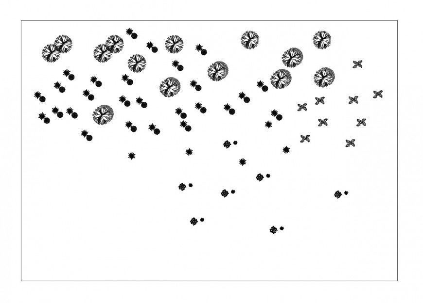 Multiple small tree plants 2d elevation blocks cad drawing details dwg file