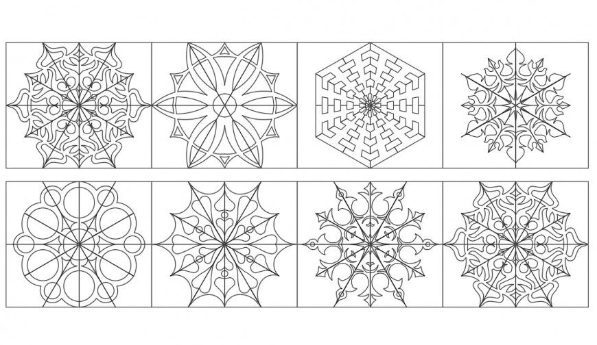 Multiple snow flake elevation blocks cad drawing details dwg file
