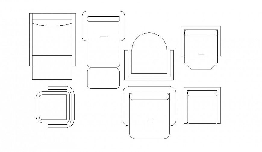 Multiple sofa chair elevation blocks cad drawing details dwg file