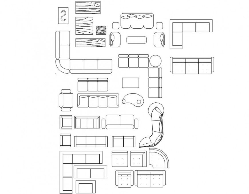 Multiple sofa sets and drawing room furniture cad blocks details dwg file