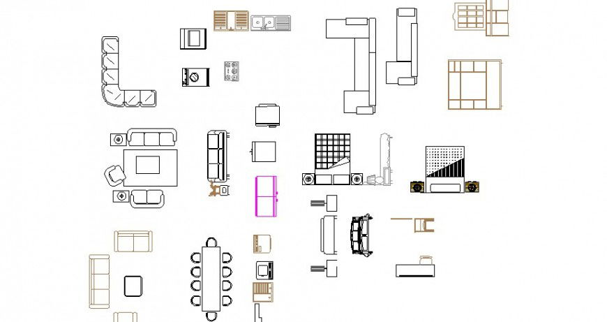Multiple sofa sets and hotel furniture 2d elevation blocks cad drawing details dwg file