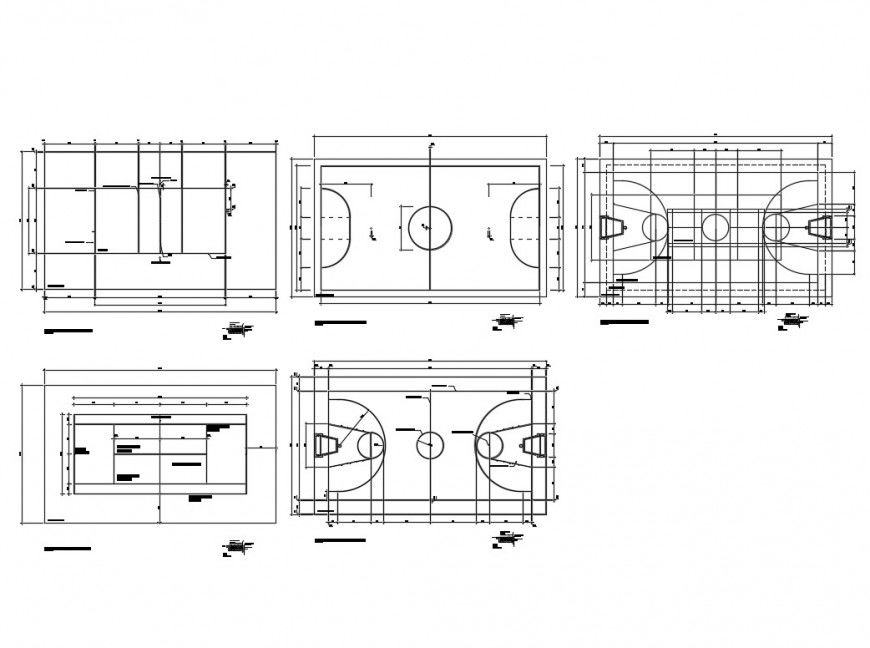 Multiple sports ground pitch cad drawing details dwg file