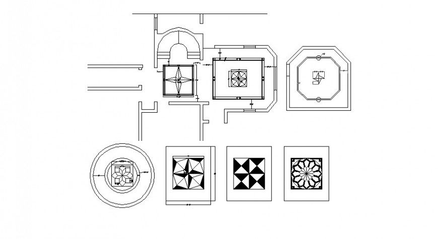 Multiple square window elevation blocks cad drawing details dwg file