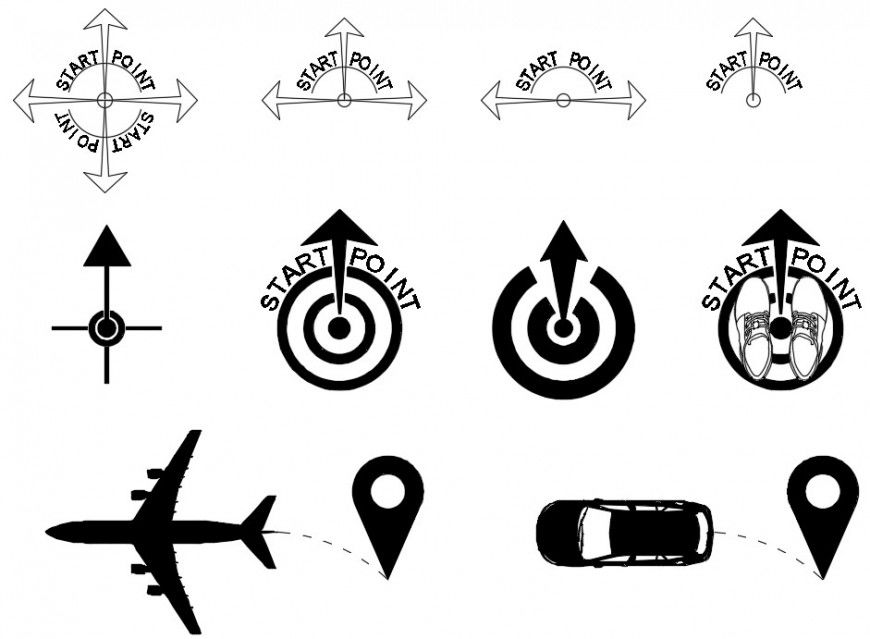 Multiple stair point and road symbol blocks drawing details dwg file