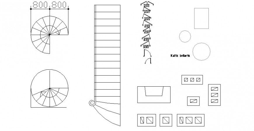 Multiple staircase, tile and interior blocks cad drawing details dwg file