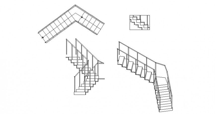 Multiple staircase 2d blocks details for store dwg file
