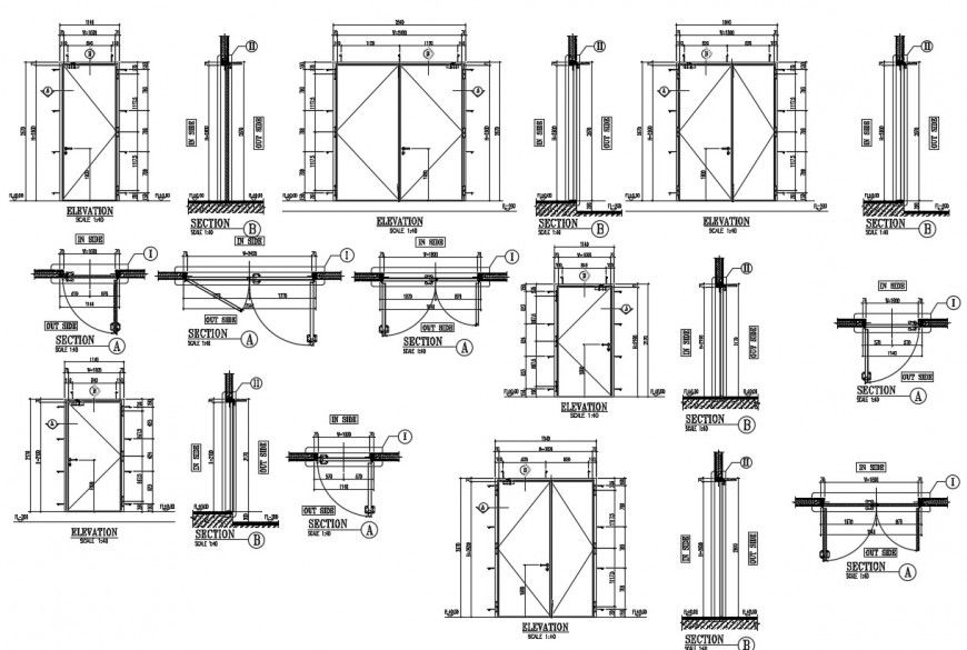 multiple steel door blocks autocad file