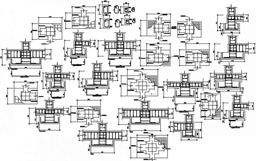 Multiple structural column sections and construction details dwg file
