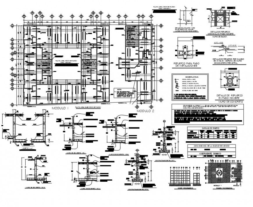 Multiple structural plan detail dwg file