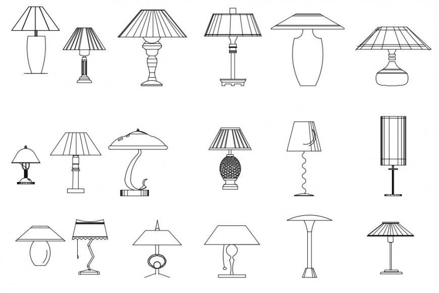 Multiple table and night lamp elevation blocks cad drawing details dwg file
