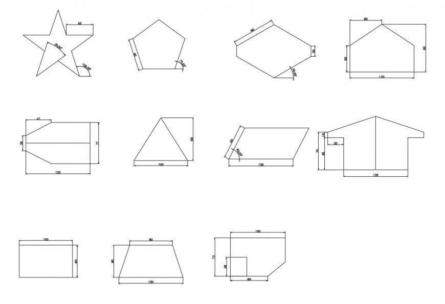 Multiple table and wooden sheet shape blocks cad drawing details dwg file
